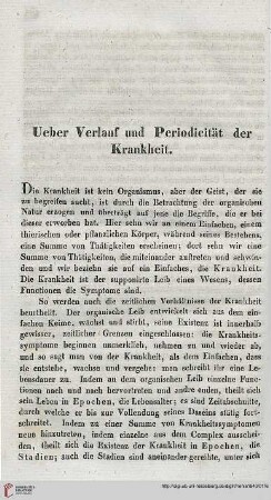 Ueber Verlauf und Periodicität der Krankheit