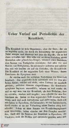 Ueber Verlauf und Periodicität der Krankheit