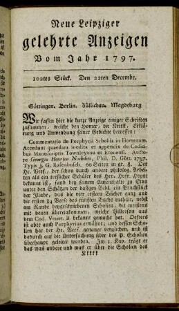 102tes Stück. Den 22ten Decembr.