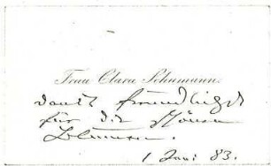 5-10-19-22.0000: Schumann, Clara, geb. Wieck; Pianistin: Fotokopien von Schreiben und eines Fotos
