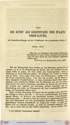 Über die Kunst als Gegenstand der Staatsverwaltung