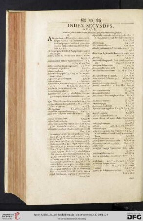 Index secundus rerum