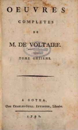 Oeuvres Complètes De M. De Voltaire, 11. Variantes Et Notes Du Théâtre De M. De Voltaire
