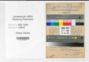 Entnazifizierung Daniel Glaas , geb. 30.12.1897 (Werkmeister)