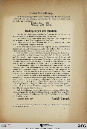 Verkaufs-Ordnung – Bedingungen der Auktion