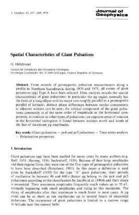 Spatial characteristics of giant pulsations