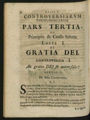 Controversiarum Theologicarum Pars Tertia, De Principiis & Causis Salutis