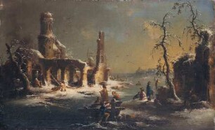 Winterlandschaft mit einer verschneiten Ruine