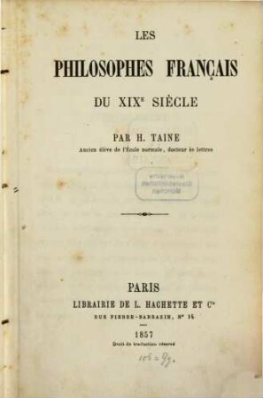 Les Philosophes Français du XIXe siècle