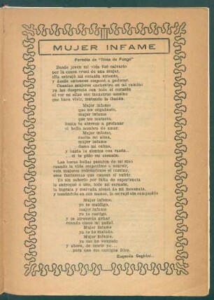 Mujer infame : Parodia de "Rosa de Fuego"