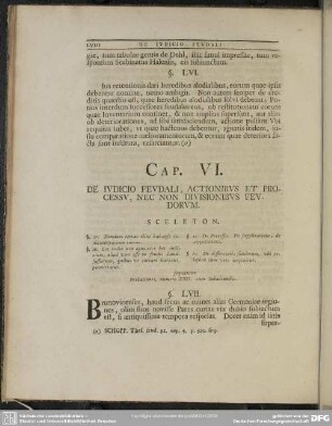 Cap. VI. De Iudicio Feudali, Actionibus Et Processu, Nec Non Divisionibus Feudorum