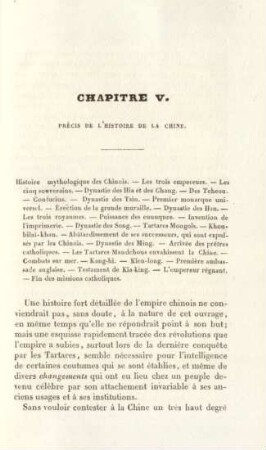 Chapitre V. Précis de l'histoire de la Chine