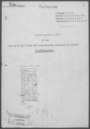 Tieringen-Oberdigisheim mit Diaspora: Pfarrbericht 1956