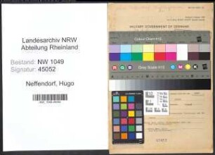 Entnazifizierung Hugo Neffendorf , geb. 31.03.1900 (Lehrer)