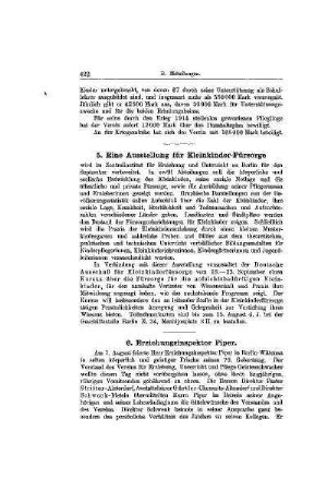 Erziehungsinspektor Piper : [Mitteilungen]