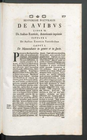Liber VI. De Avibus Exoticis, Americanis inprimis