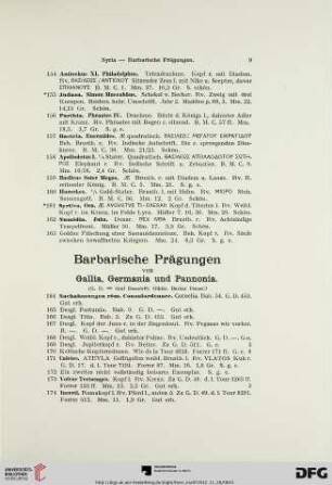Barbarische Prägungen von Gallia, Germania und Pannonia (Nr. 164-251)