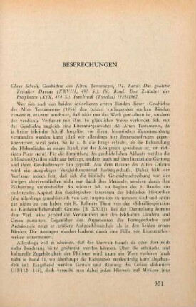 351-352 [Rezension] Schedl, Claus, Geschichte des Alten Testaments
