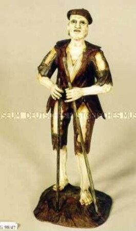 Bettler mit zwei Stäben - Figur aus einer Bettlergruppe