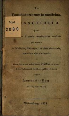 De fontibus errorum in medicina