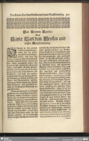 Das Neundte Capitel, Von Käyser Carl dem Grossen und dessen Nachkömmling