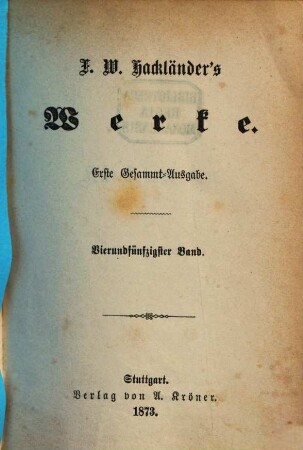 F. W. Hackländer's Werke. 54, Künstlerroman ; 3