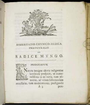 Dissertatio Chymico - Medica Inavgvralis De Radice Mungo. Prooemium.