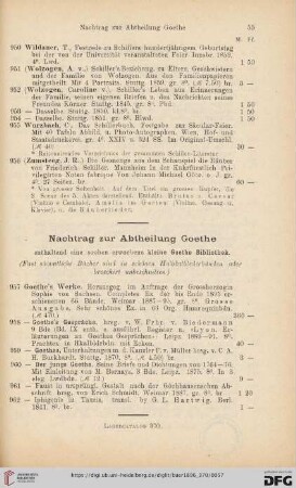 Nachtrag zur Abteilung Goethe (Nr.957-962)