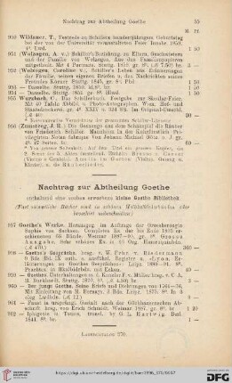 Nachtrag zur Abteilung Goethe (Nr.957-962)