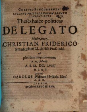 Theses hasce politicas de legato