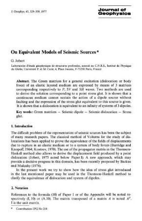 On equivalent models of seismic sources