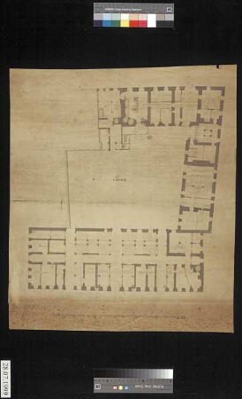 Grundriss des ersten Geschosses des Mittelpalais, mit einer Tektur
