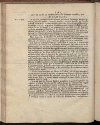 Sur un mode de reproduction du Borrera tenella