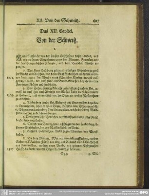 Das XII. Capitel. Von der Schweitz