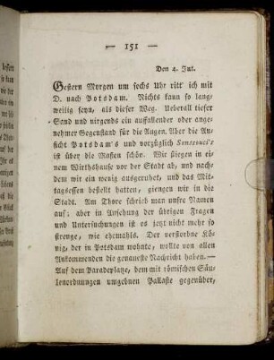 [Siebzehnter Brief ebendaher] Den 4. Jul. - [Zwanzigster Brief] Berlin den 7. Jul.