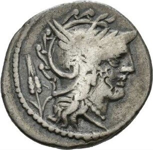 Denar des L. Iulius mit Darstellung der Victoria in einer Biga