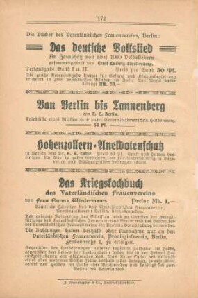 Die Bücher des Vaterländischen Frauenvereins, Berlin: