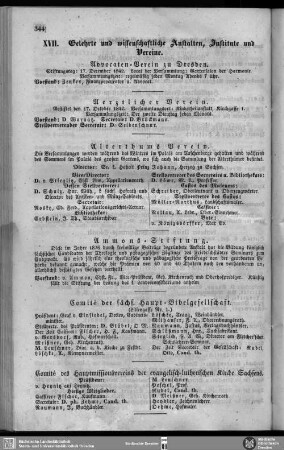 XVII. Gerlehrte und wissenschaftliche Anstalten, Institute und Vereine