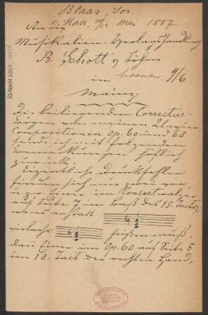 Brief an B. Schott's Söhne : 10.05.1887