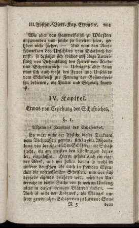 IV. Kapitel. Etwas von Erziehung des Schafviehes.