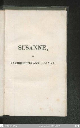 Susanne, ou la coquette sans le savoir