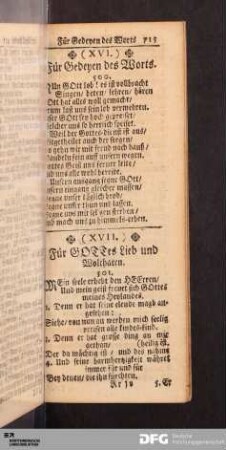 (XVII.) Für GOTTes Lieb und Wolthaten.