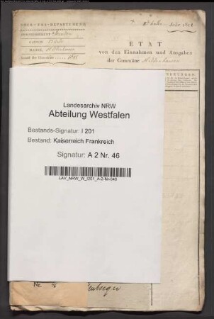 Etat der Commüne Hiddenhausen für das 2. Halbjahr 1811.