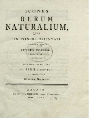 Icones rerum naturalium quas in itinere orientali depingi