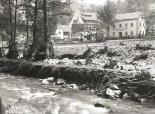 Gottleubatal-Oelsengrund. bertmühle und Flußbett nach der Unwetterkatastrophe am 8./9. Juli 1927