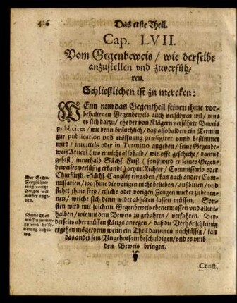 Cap. LVII. Vom Gegenbeweis/ wie derselbe anzustellen und zuverführen.