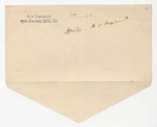 Umschlag mit der Aufschrift von Humboldts Hand: Agassiz