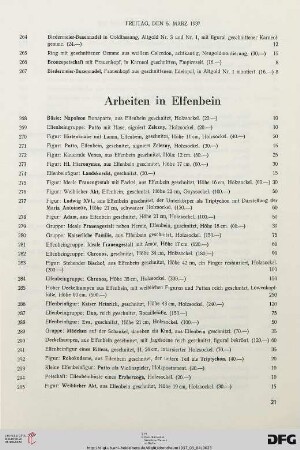 Arbeiten in Elfenbein (Nr. 268-300)