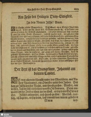 Am Feste der Heiligen Drey-Einigkeit. Am Fest-Tage Trinitatis