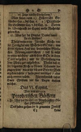 Das VI. Capitel: Von dem übrigen Prophetischen Buechern